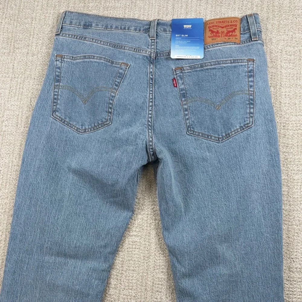 NEW Levi's 511 Mens 36x34 Slim Fit Performance Cool Stretch Denim Blue Jeans